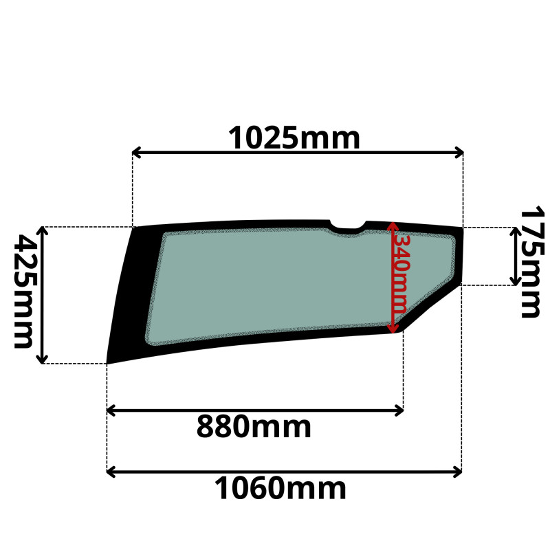 SZYBA LEWA DRZWI DOLNA VOLVO EC, EW (G-0175)-SITODRUK