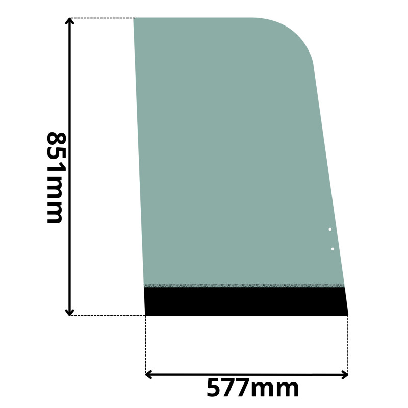 SZYBA PRAWA BOCZNA PRZEDNIA PRZESUWANA JCB (G-0200)-SITODRUK