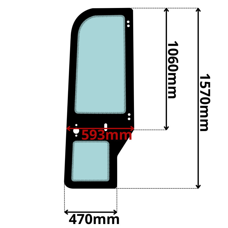 SZYBA LEWA DRZWI NEW HOLLAND, CASE, FIAT KOBELCO, O&K (G-0367)-SITODRUK