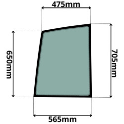 SZYBA LEWA DRZWI GÓRNA NEW HOLLAND, O&K, TEREX, ZEPPELIN, SCHAEFF (G-0173)-SITODRUK