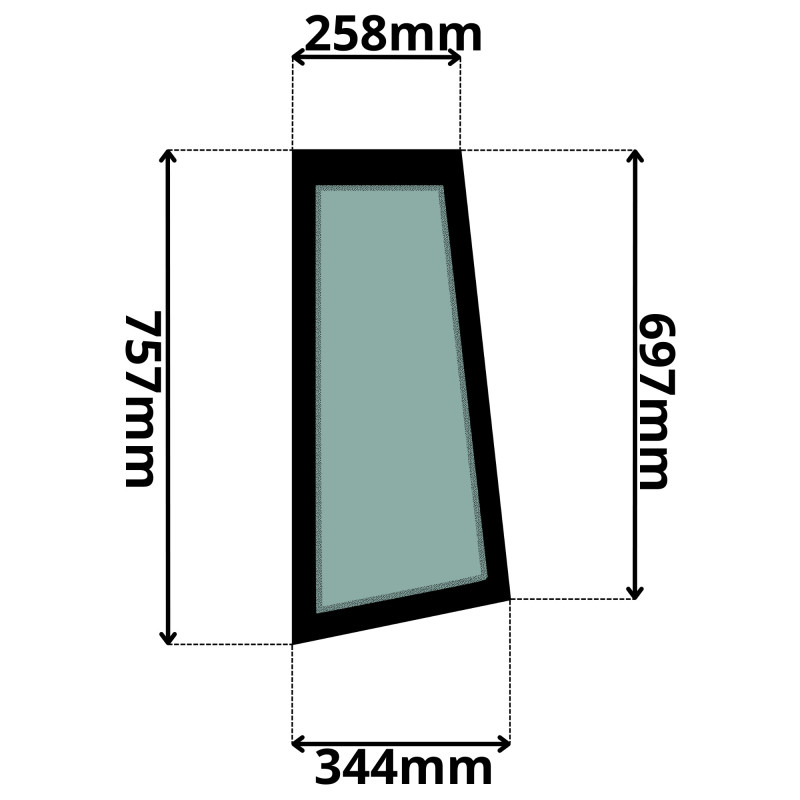 SZYBA LEWA BOCZNA ZA DRZWIAMI DEUTZ-FAHR AGROVECTOR, JLG (G-0168)-SITODRUK