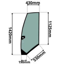 SZYBA LEWA DRZWI MECALAC 6, 8, 10 MCR (G-0159)-SITODRUK